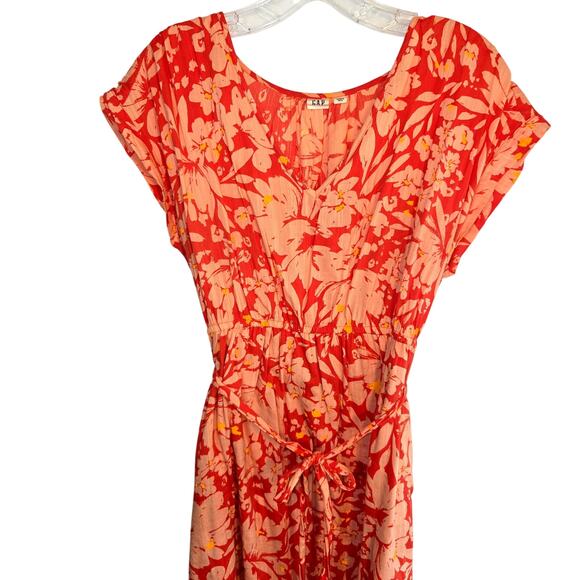 Gap Small Orange Floral Women's Sleeves Sun Dress Miss Size 4 6 S - Picture 1 of 6